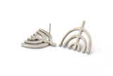 Earring Studs, 2 Antique Silver Plated Brass - U Shape Earrings - Silver Earrings - Earrings (16x19x1.4mm) N1609