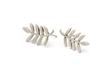Silver Leaf Earring, 4 Antique Silver Plated Brass Leaf Stud Earrings, Findings (23x12x1.2mm) N1631 H1506