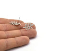 Silver Leaf Earring, 4 Antique Silver Plated Brass Leaf Stud Earrings, Findings (23x12x1.2mm) N1631 H1506