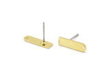 Brass Rectangle Earring, 12 Raw Brass Rectangle Stud Earrings With 1 Hole (14x4x0.80mm) M02583 A0118