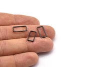 Black Rectangle Charm, 50 Oxidized Brass Black Rectangle Charms (7x15x0.8mm) D0326 S494