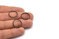 Black Circle Connectors - 50 Oxidized Brass Black Circle Connectors (17x1x1mm) Bs 1097 S214