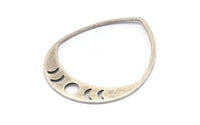 Silver Drop Blank, 2 Antique Silver Plated Brass Moon Phases Blanks, Findings (45x36x0.80mm) M1006 H1311
