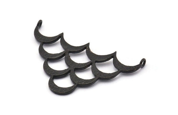 Black Crescent Pendant, 2 Textured Oxidized Black Brass Wide Crescent Moon Necklace Pendants With 2 Loops (27x45x1.5mm) BS 1961 H1338