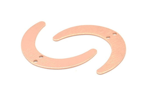 Gül Altın Ay Tılsımı, 2 Delikli, Bağlantı Parçalı 6 Gül Altın Kaplamalı Pirinç Dokulu Hilal Ay Tılsımı (28x19x0,60 mm) D920
