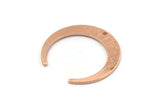 Rose Gold Moon Charm, 4 Textured Rose Gold Brass Crescent Moon Charms With 1 Hole, Connectors (27x25x1mm) D931