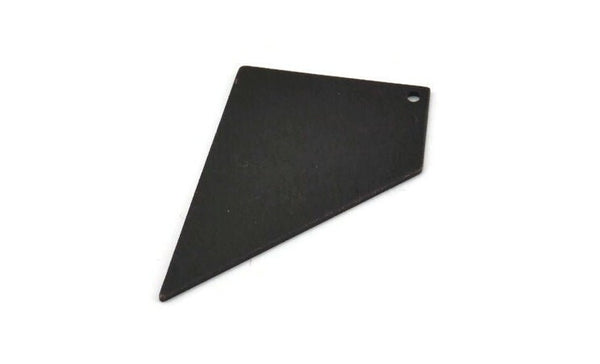 Black Necklace Triangle, 4 Textured Oxidized Black Triangle Charms With 1 Hole (41x23x0.80mm) D0568 H1367