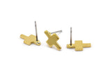 Brass T Earring, 12 Raw Brass T Shape Stud Earrings (11x6x1mm) D951 A1243