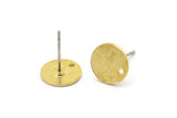 Brass Round Earring, 8 Textured Raw Brass Round Stud Earrings With 1 Hole (10x0.85mm) E050 A1777
