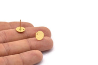 Gold Round Earring, 6 Textured Gold Plated Brass Round Stud Earrings With 1 Hole (10x0.85mm) E050 A1777
