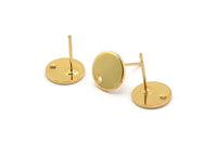 Gold Round Earring, 4 Gold Plated Brass Round Stud Earrings With 1 Hole (10x1mm) BS 2087 A2007