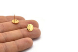 Gold Round Earring, 4 Gold Plated Brass Round Stud Earrings With 1 Hole (10x1mm) BS 2087 A2007