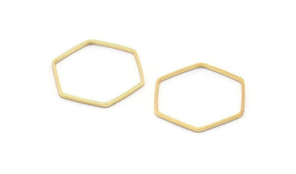 Gold Hexagon Connector, 25 Gold Plated Brass Hexagon Connector Rings (20x0.6x0.9mm) BS 1204 Q0001