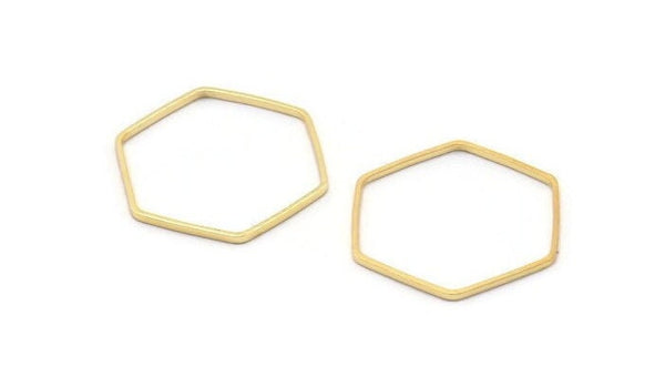 Gold Hexagon Connector, 25 Gold Plated Brass Hexagon Connector Rings (20x0.6x0.9mm) BS 1204 Q0001