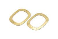 Gold Round Charms, 4 Gold Plated Brass Round Connectors With 4 Holes, Earrings, Pendants, Findings (36x27x0.50mm) D0668