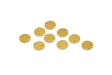 Brass Round Tag, 100 Raw Brass Round Connectors With 2 Holes, Stamping Tag (8mm) Sb 75 A0253