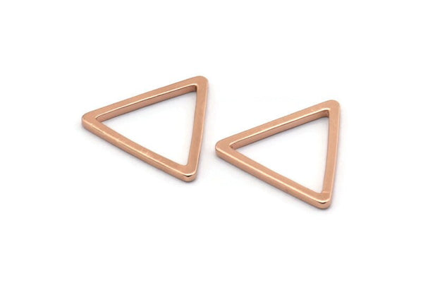 Gül Altın Üçgen Charm, 10 Gül Altın Kaplama Pirinç Açık Üçgen Yüzük Charm (17x1,2 mm) D0108