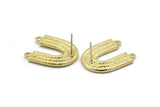 Earring Studs, 2 Raw Brass - U Shape Earrings With 2 Loops - Brass Earrings - Earrings (24x20mm) N1968