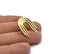 Earring Studs, 2 Raw Brass - U Shape Earrings With 2 Loops - Brass Earrings - Earrings (24x20mm) N1968