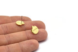 Brass Mountain Earring, 6 Raw Brass Tiny Mountain Shaped Stud Earrings (12x10mm) N1967