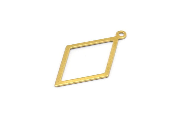 Brass Diamond Charm, 24 Raw Brass Rhombus Charms With 1 Loop, Earrings, Findings (29x17x0.60mm) D1227