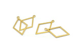 Brass Diamond Charm, 24 Raw Brass Rhombus Charms With 1 Loop, Earrings, Findings (29x17x0.60mm) D1227