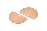 Semi Circle Charm, 4 Rose Gold Plated Brass Half Moon Blanks With 2 Holes, Findings, Pendants (26.5x17.5x0.50mm) D1003 Q0911