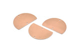 Semi Circle Charm, 4 Rose Gold Plated Brass Half Moon Blanks With 2 Holes, Findings, Pendants (26.5x17.5x0.50mm) D1003 Q0911