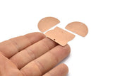 Semi Circle Charm, 4 Rose Gold Plated Brass Half Moon Blanks With 2 Holes, Findings, Pendants (26.5x17.5x0.50mm) D1003 Q0911