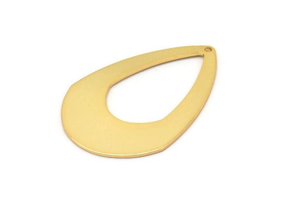 Gold Drop Charm, 2 Gold Plated Brass Drop Charms With 1 Hole, Earrings, Pendants, Findings (41x28x0.80mm) D1060 Q0905