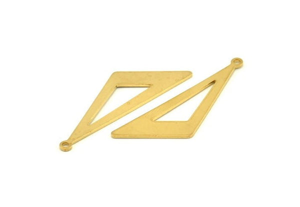 Brass Triangle Charm, 12 Raw Brass Triangle Charms With 1 Loop, Charms, Earrings (38x12x0.80mm) D1127