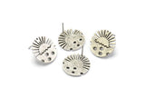Silver Sun Earring, 2 Antique Silver Plated Brass Sun Stud Earrings (18x1.5mm) N1712