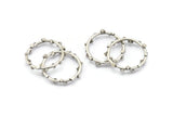 Silver Circle Connector, 2 Antique Silver Plated Brass Circle Connectors Closed Ring (25x2mm) N1719