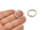 Silver Circle Connector, 2 Antique Silver Plated Brass Circle Connectors Closed Ring (25x2mm) N1719