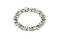 Silver Round Charm, Antique Silver Plated Brass Chain Shaped Round Charm, Pendants, Earrings, Findings (41x2.5mm) N1743 H1116