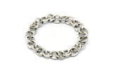Silver Round Charm, Antique Silver Plated Brass Chain Shaped Round Charm, Pendants, Earrings, Findings (41x2.5mm) N1743 H1116