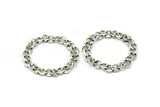 Silver Round Charm, Antique Silver Plated Brass Chain Shaped Round Charm, Pendants, Earrings, Findings (41x2.5mm) N1743 H1116
