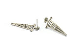 Earring Studs, 4 Antique Silver Plated Brass - Silver Earrings - Earring Findings (33x14x1.2mm) N1665