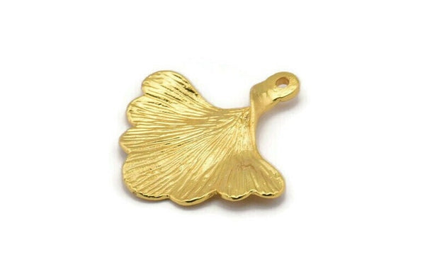Ginkgo Leaf Pendant, 2 Gold Plated Brass Leaf Charms (26x25mm) N0393 Q0096
