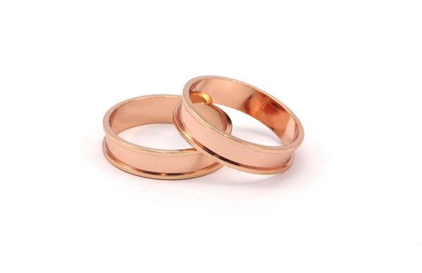 Rose Gold Channel Ring - 1 Rose Gold Plated Brass Channel Ring Setting (19mm) N0481 Q0115
