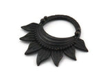 Black Flower Pendant, 3 Oxidized Black Brass Sunflower Charms (30x29x4mm) E244