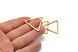 Brass Triangle Charm, 12 Raw Brass Triangle Rings, Findings (33x29x2x1mm) D1022