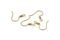 Brass Ear Wires, Earring Hooks, 100 Raw Brass Earring Setting for Pearl, Brass Findings, Crafts (16x0.7mm) BS 1776