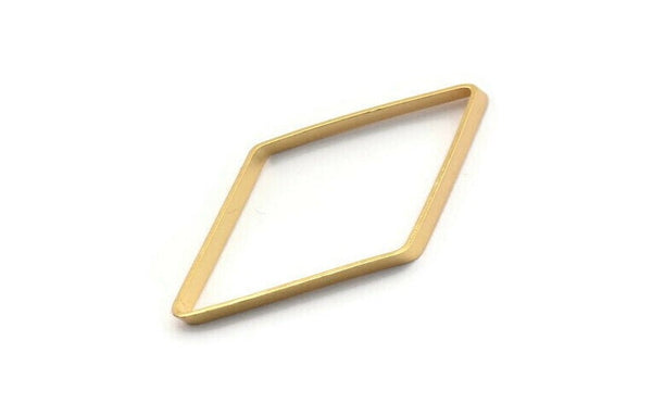 Cut Diamond Charm, 4 Gold Plated Cut Open Diamond Rings, Charms (20x40x5x0.5mm) D0167 Q0150