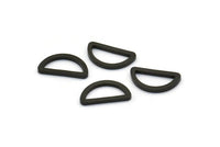 Black Half Moon - 50 Brass Black Oxidized Semi Circle Connectors (6x11x1mm) D0009 S549