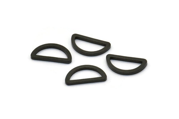 Black Half Moon - 50 Brass Black Oxidized Semi Circle Connectors (6x11x1mm) D0009 S549