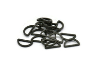 Black Half Moon - 50 Brass Black Oxidized Semi Circle Connectors (6x11x1mm) D0009 S549