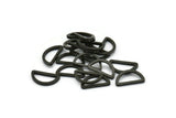 Black Half Moon - 50 Brass Black Oxidized Semi Circle Connectors (6x11x1mm) D0009 S549