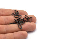 Black Half Moon - 50 Brass Black Oxidized Semi Circle Connectors (6x11x1mm) D0009 S549