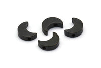 Black Moon Bead - 12 Crescent Moon Brass  Black Oxidized Crescent Moon Beads, Charms (8.5x11.5mm) D0021 S541